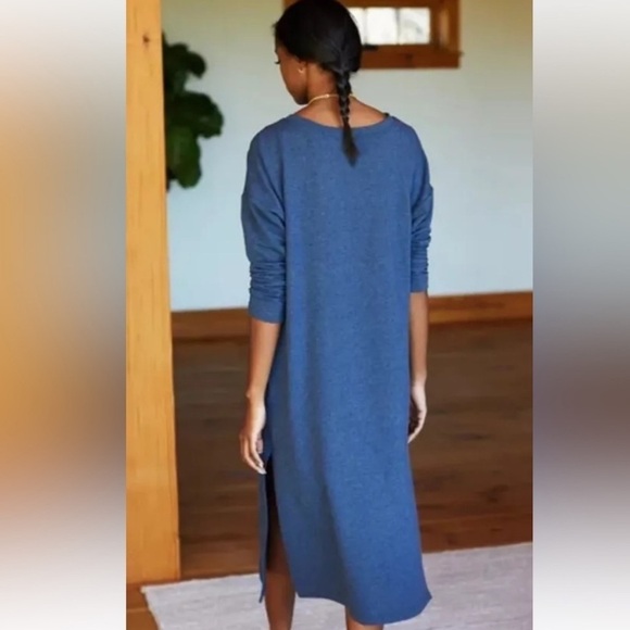 Emerson Fry Longsleeve Midi Knee Length Organic Shirt Dress, Navy Blue, SZ XXS - Picture 2 of 12